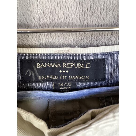 Banana Republic Pant Mens 34X32 Khaki Relaxed Fit Dawson Chino Cotton Preppy - Picture 4 of 14